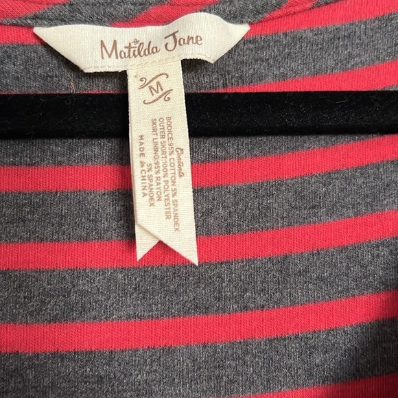 MATILDA JANE ‘Twas the Night Charcoal Gray/Red Striped Tulle Dress, Medium, GUC. - Picture 3 of 11